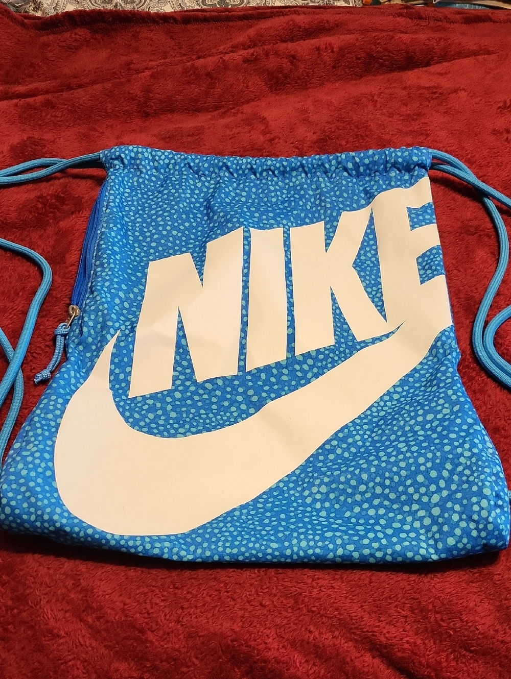 Nike Light Blue Patterned Drawstring Sack with White Logo